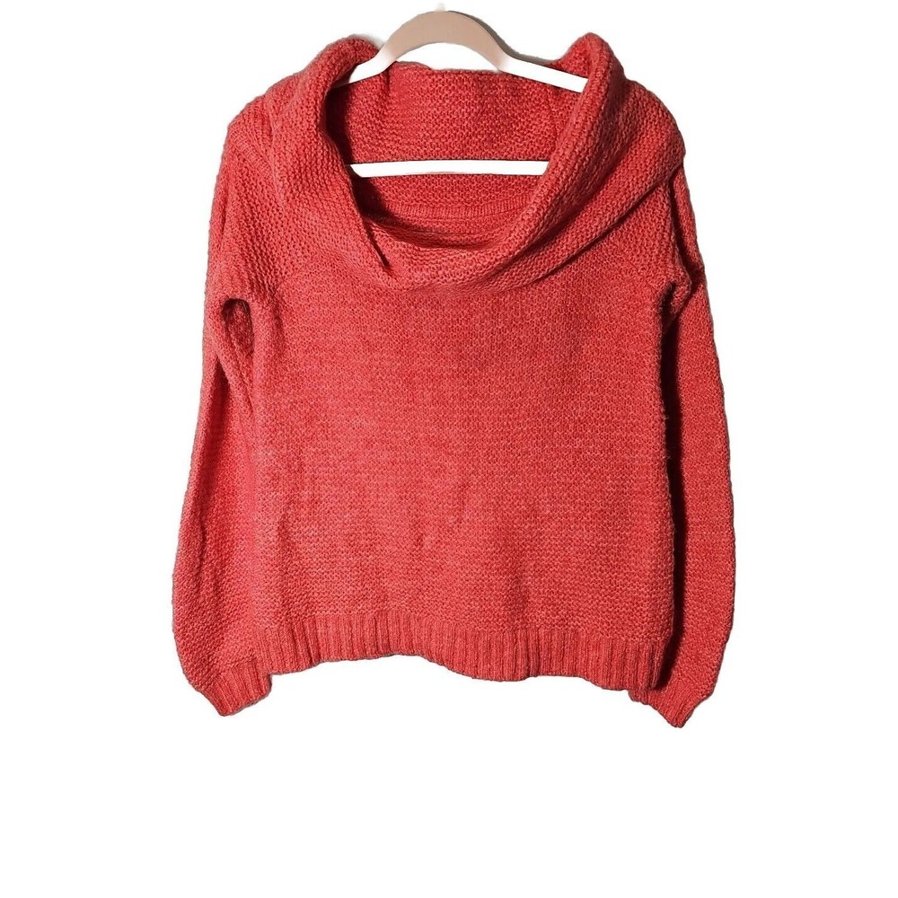 American Eagle Outfitters Chunky Knit Sz M Off Shoulder Cowl Style Pink Sweater